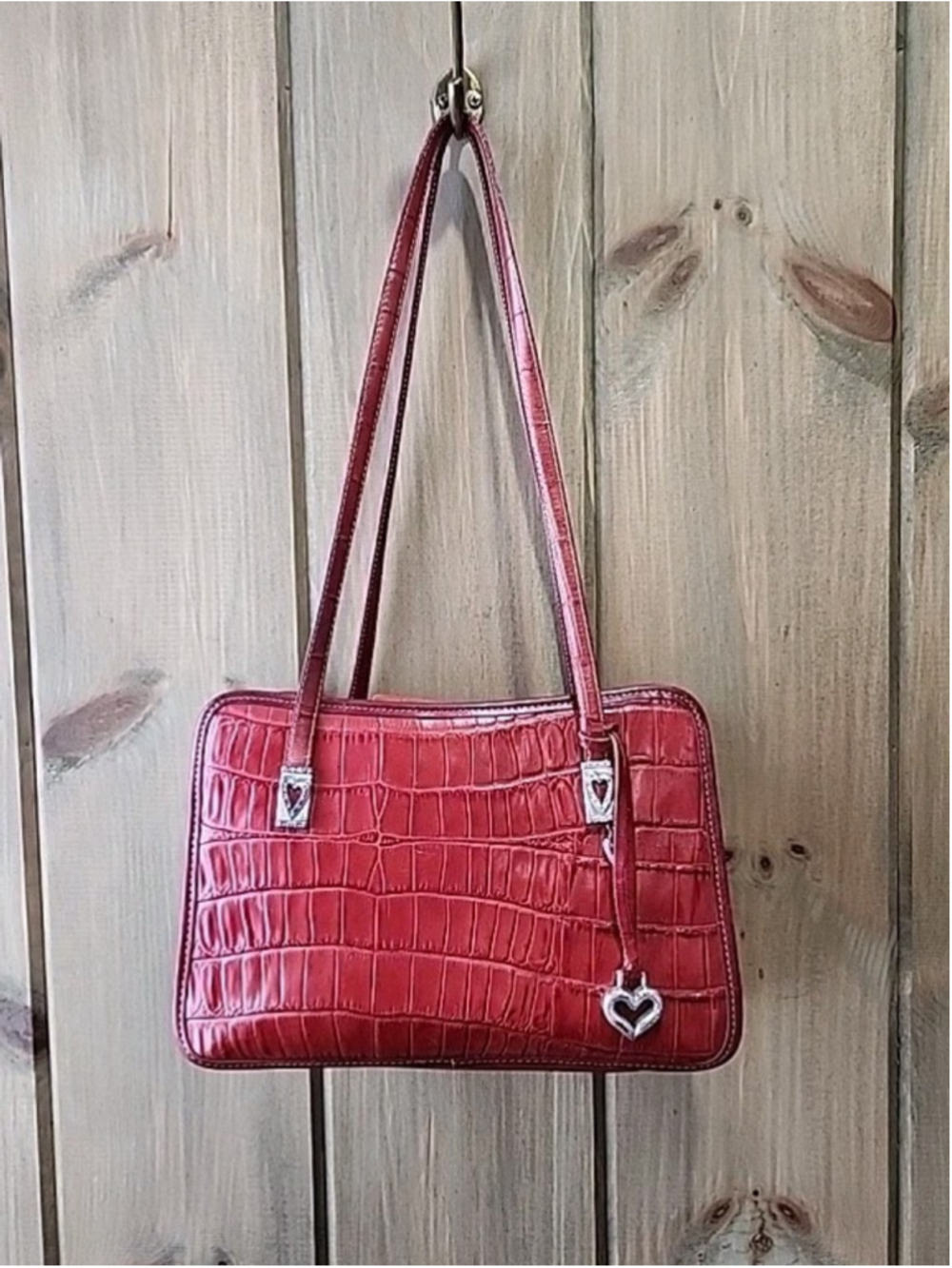 Y2K Brighton "Ferrara/Alessandra " Croc Embossed Shoulder Bag, EUC